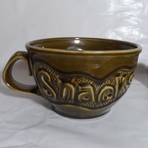 Vintage McCoy Olive Green Snack Bowl with Handle